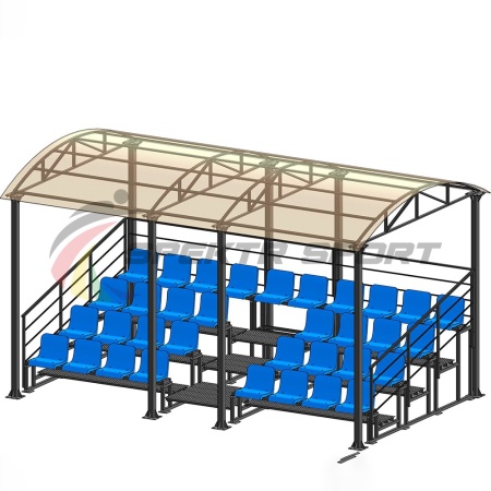 Купить Трибуна для зрителей 4 ряда на 34 места с навесом и перилами в Наволоках 